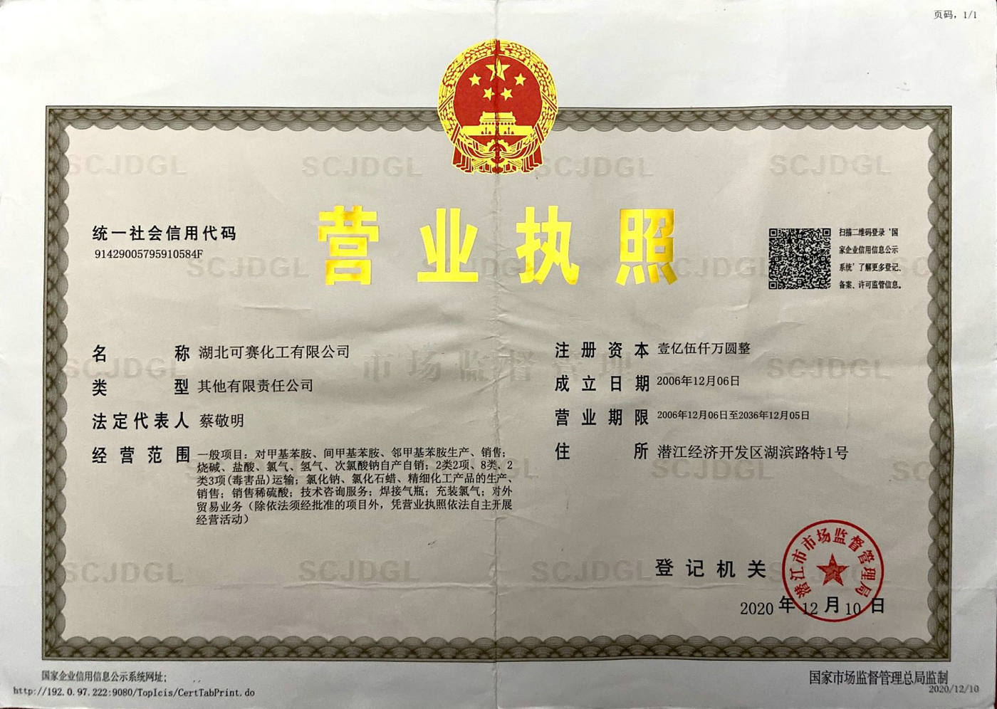 The business license