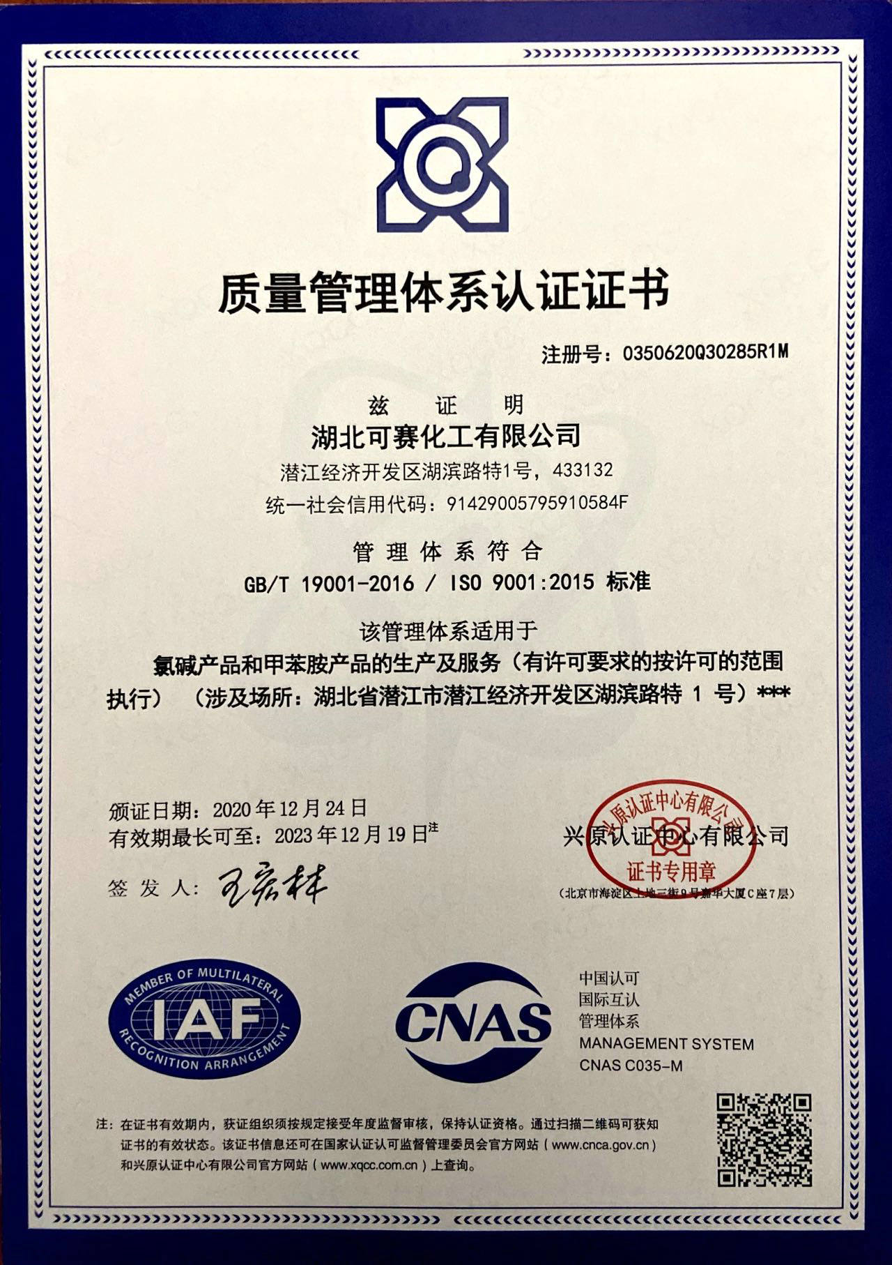 Professional management system certification